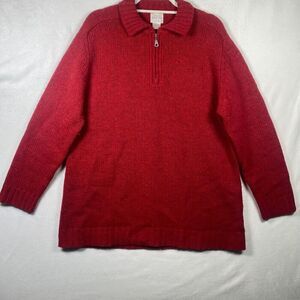 Vintage Moda Intl Men’s 100% Wool 1/4 Zip Collared Sweater Red Size L Hong Kong